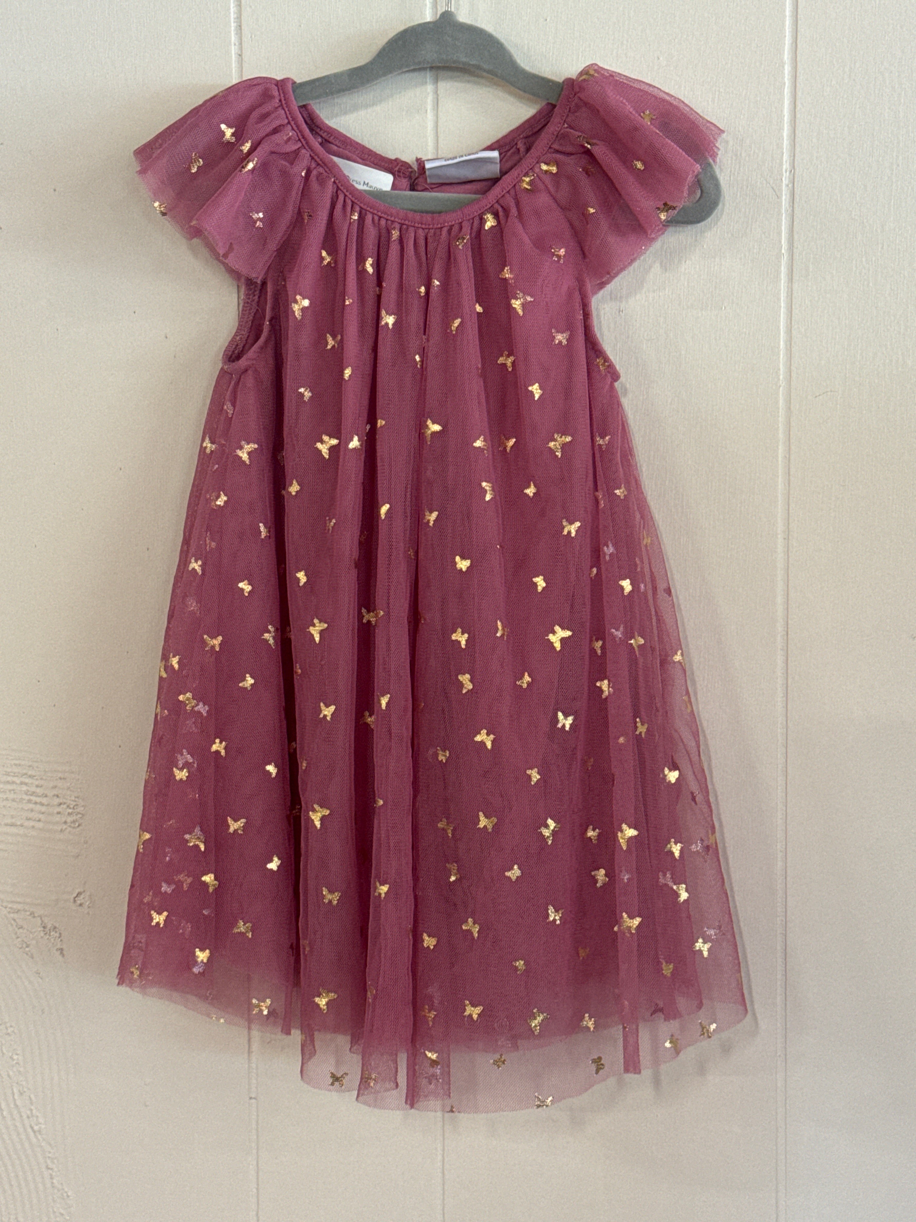 Mesh Butterfly Dress Mauve