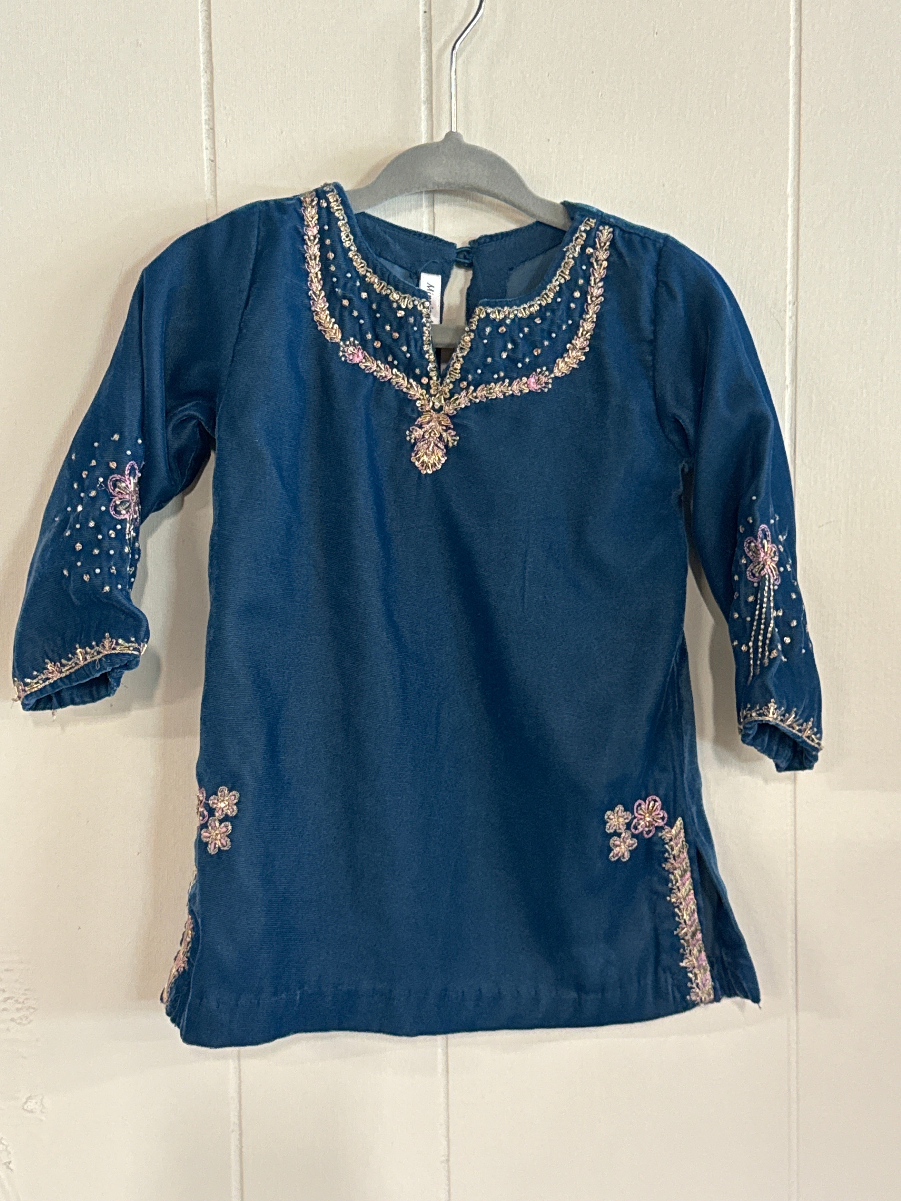 Velvet Beaded Long Sleeve Dress