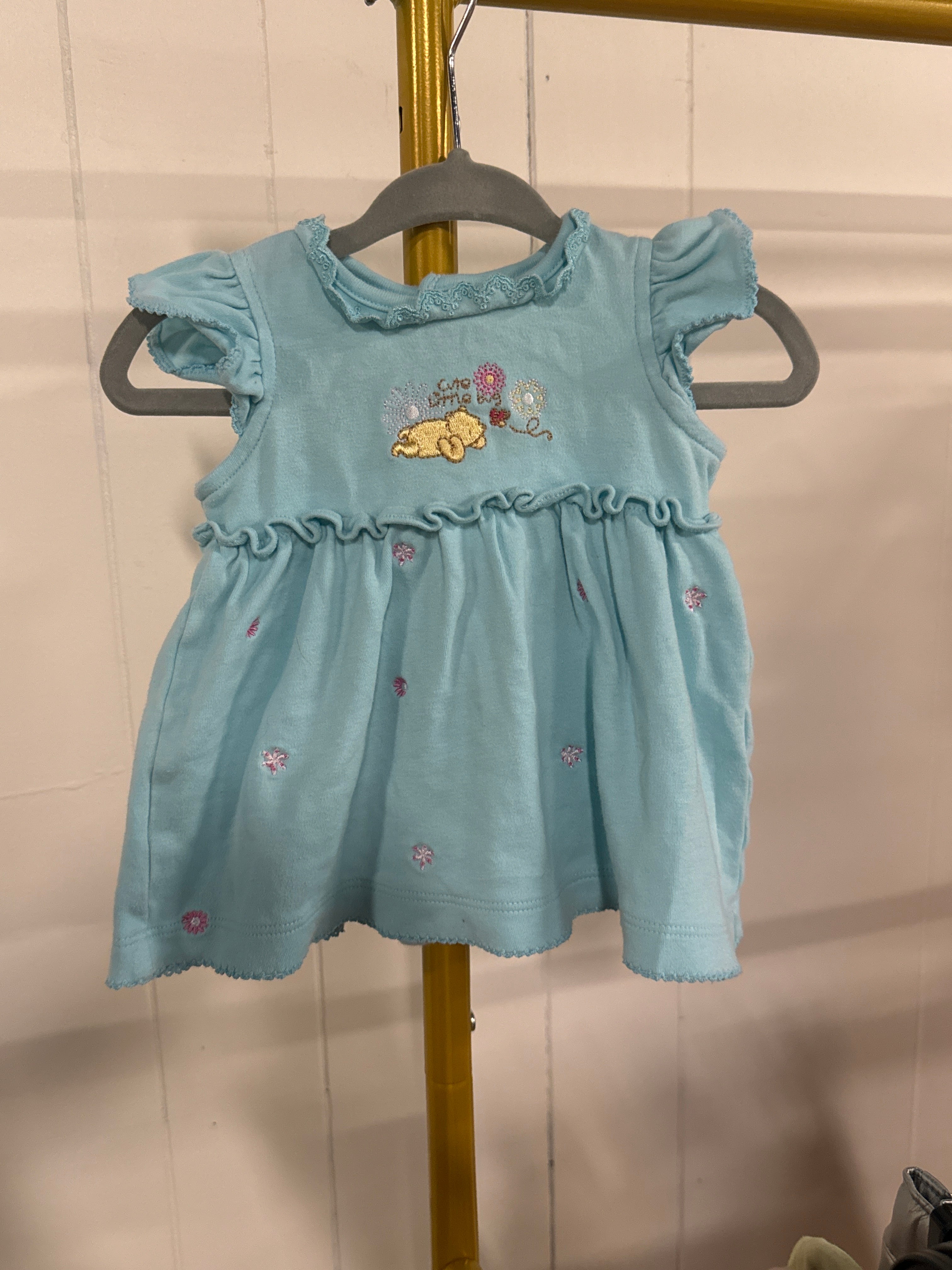 Classic Pooh Floral Dress in Teal
