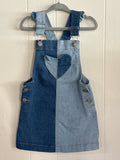 Heart Denim Overall Dress