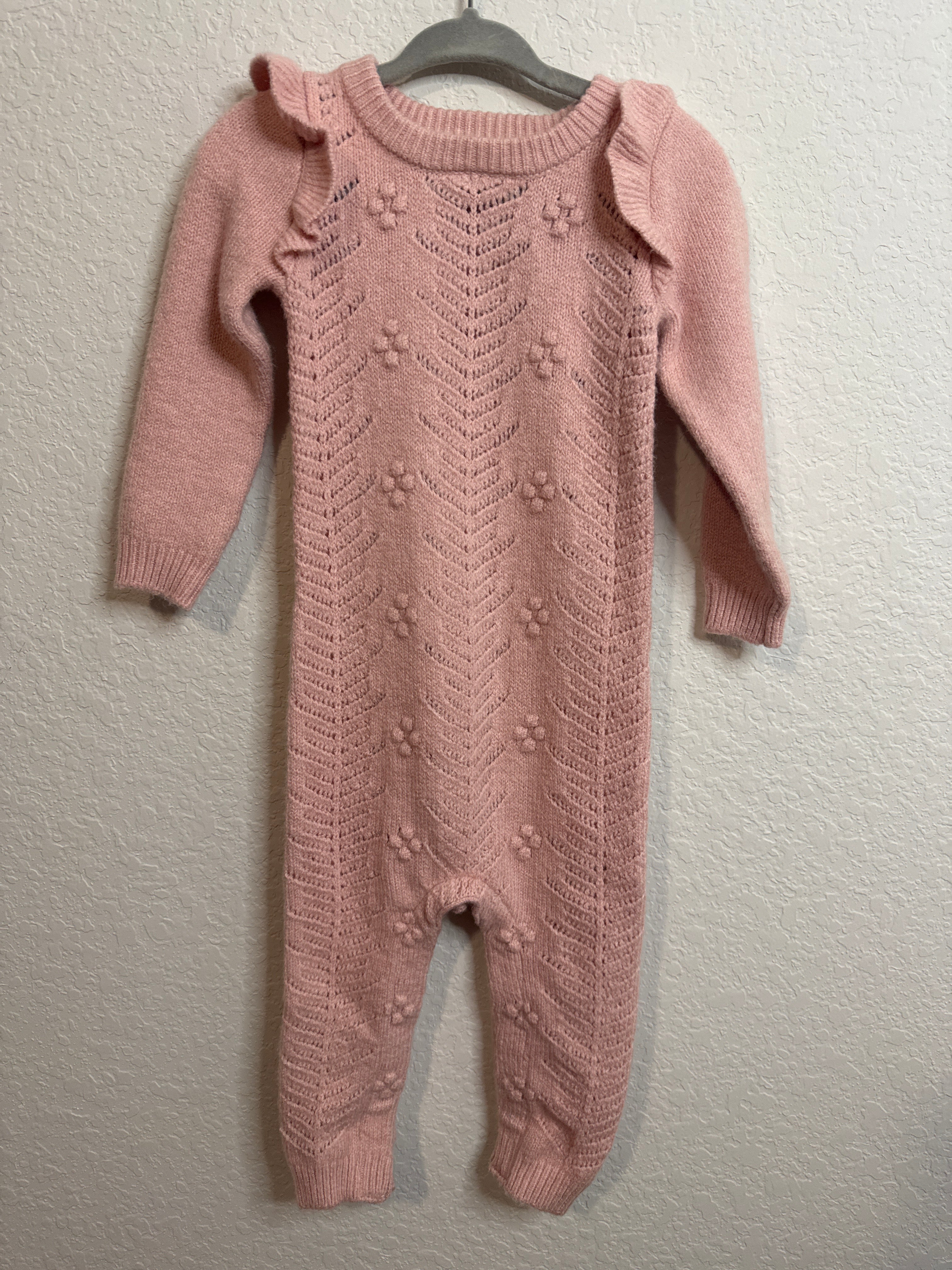 Fuzzy Floral Long Sleeve Onesie