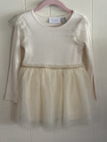 Cream Sparkle Long Sleeve Dress