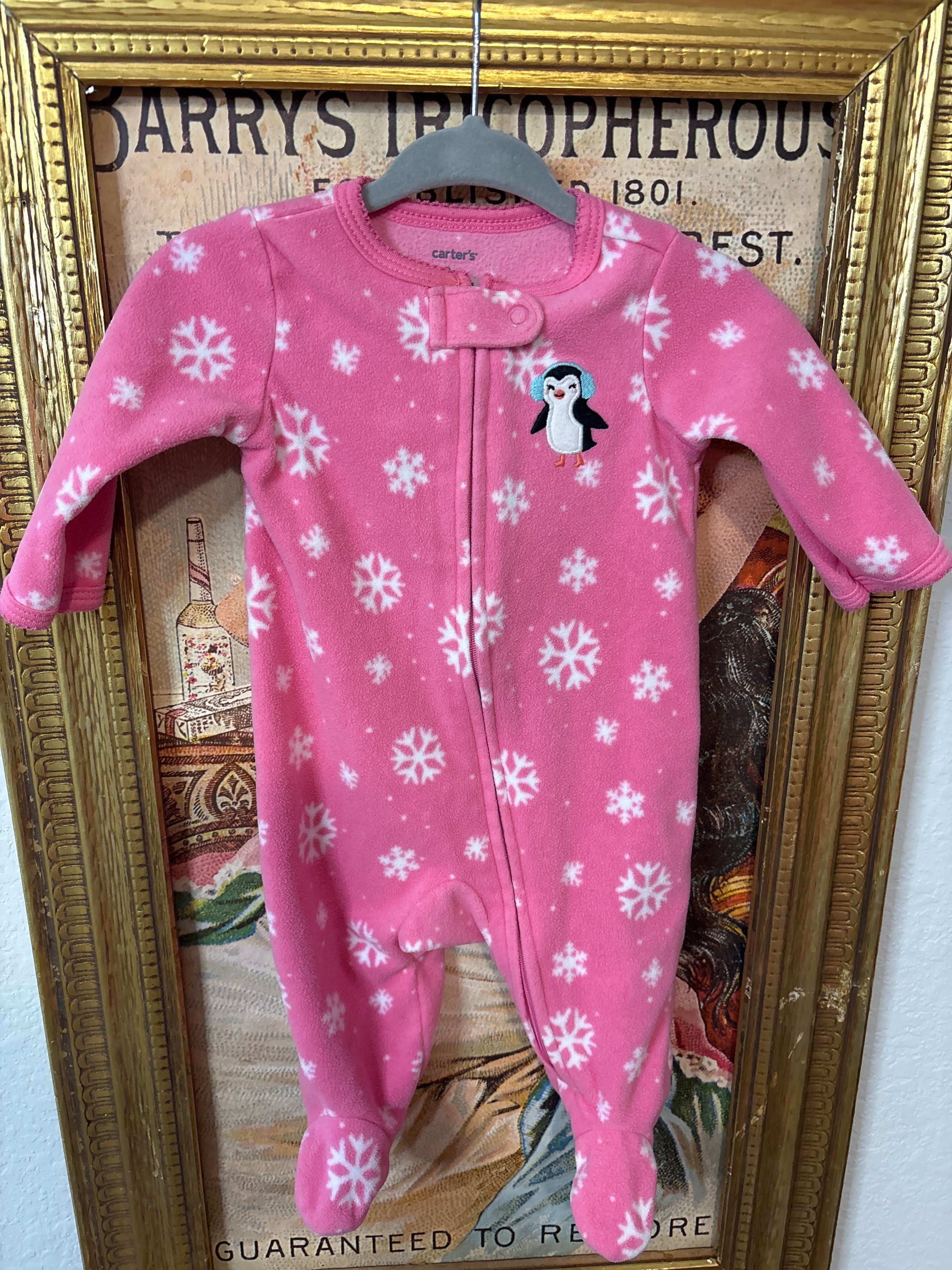 Pink Snowflake Holiday Footy PJs