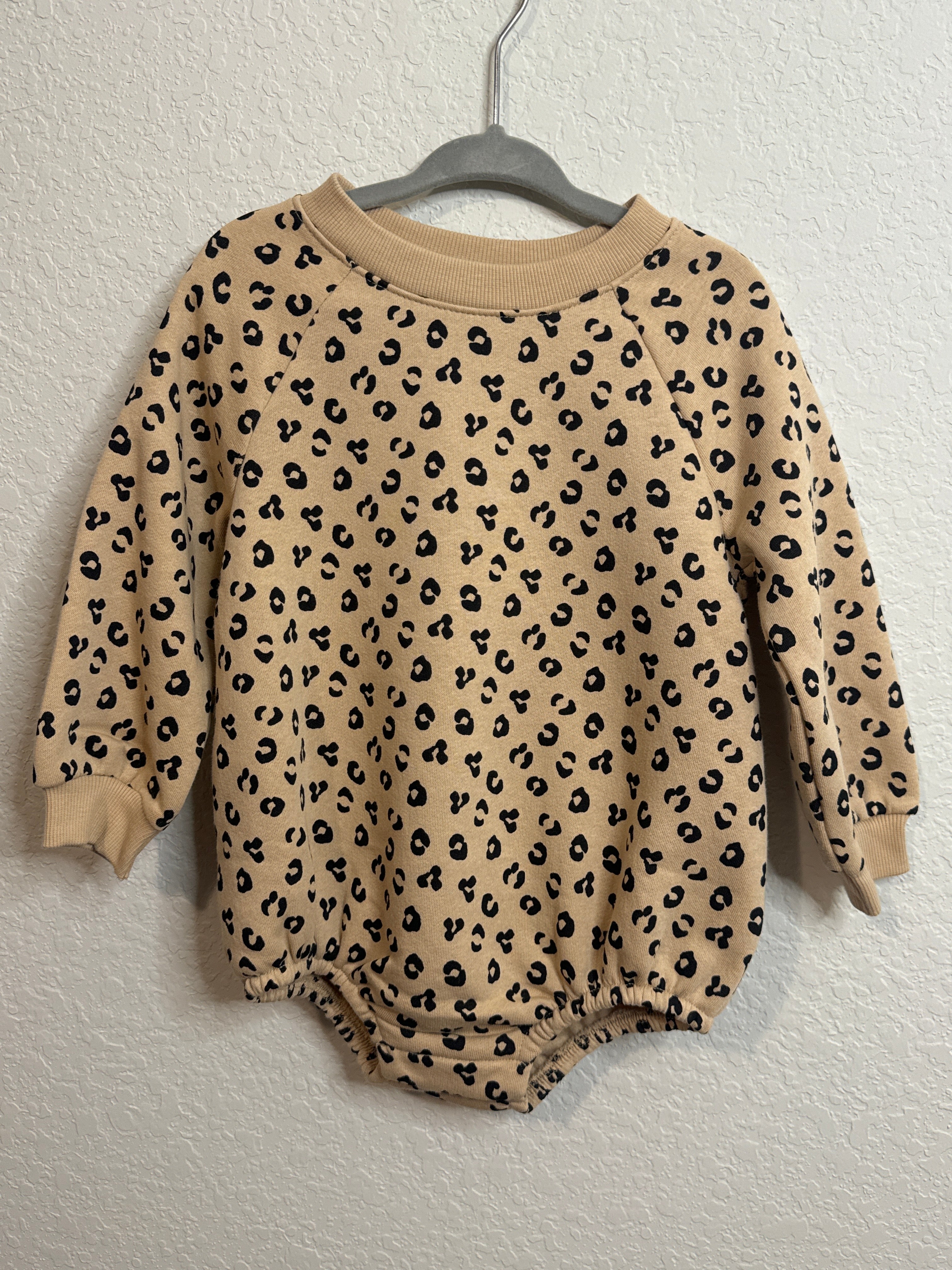 Tan Leopard Long Sleeve Onesie