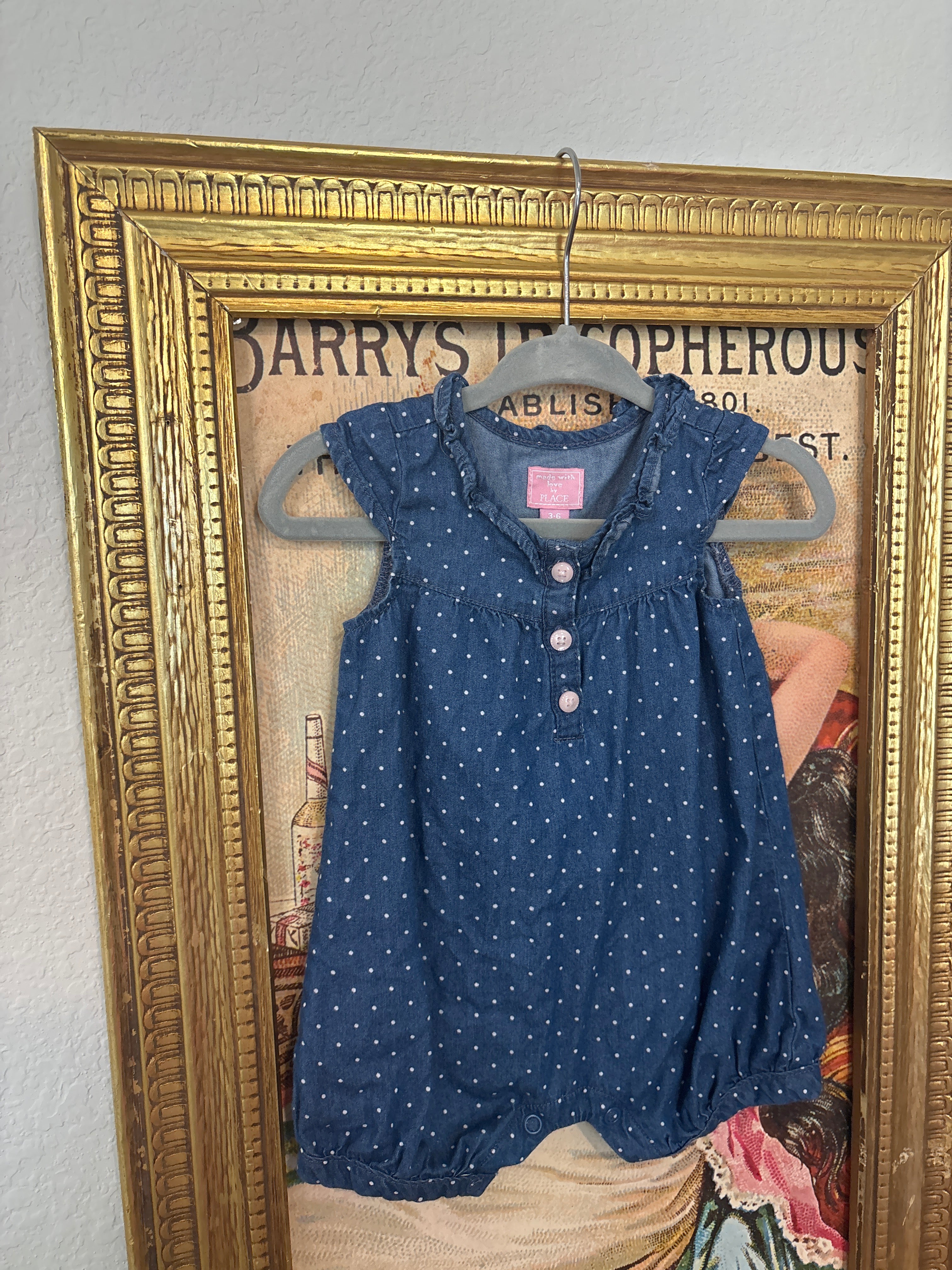 Polka Dot Jean Romper