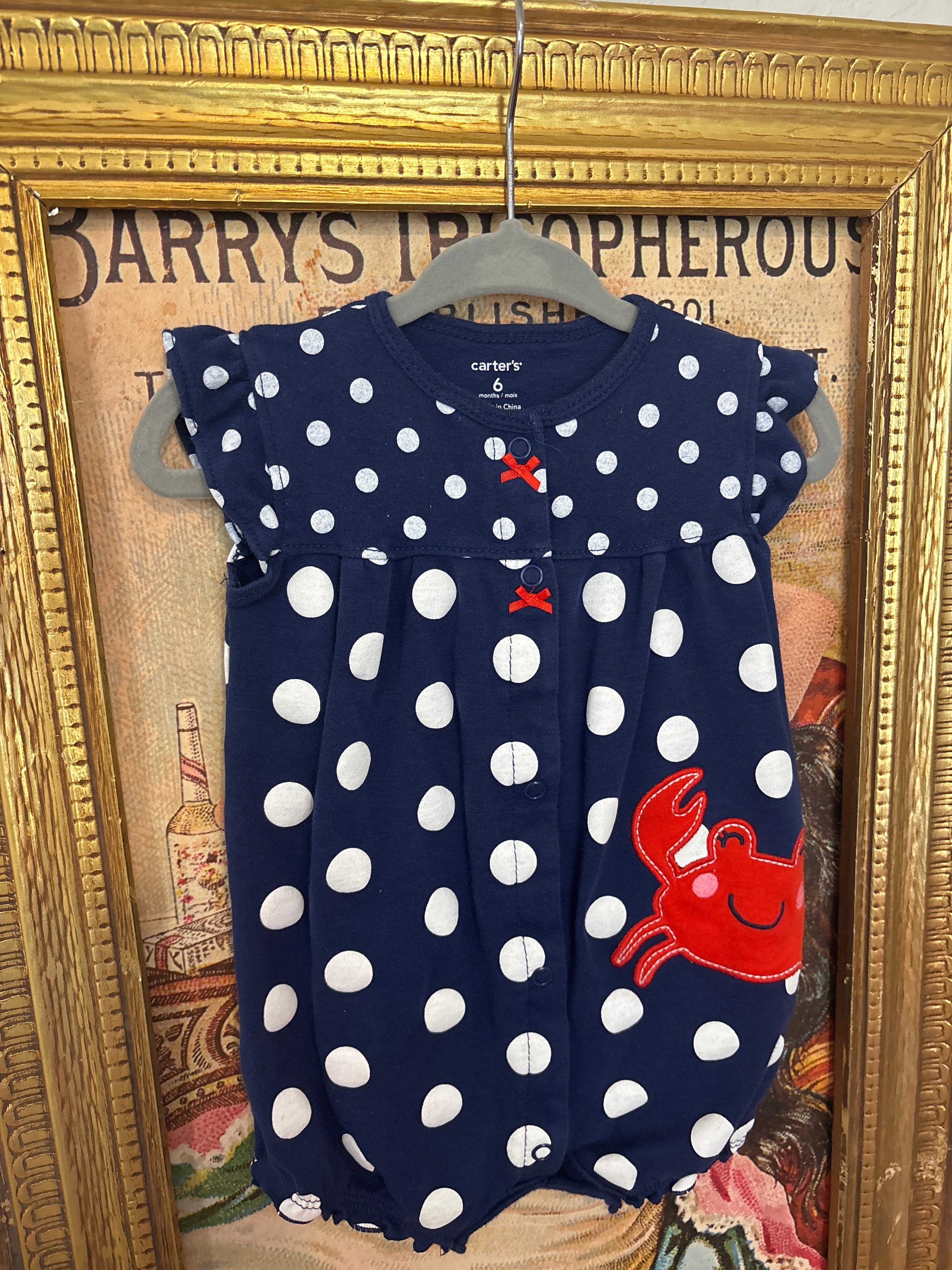 Polka Dot Crab Button-Up Romper