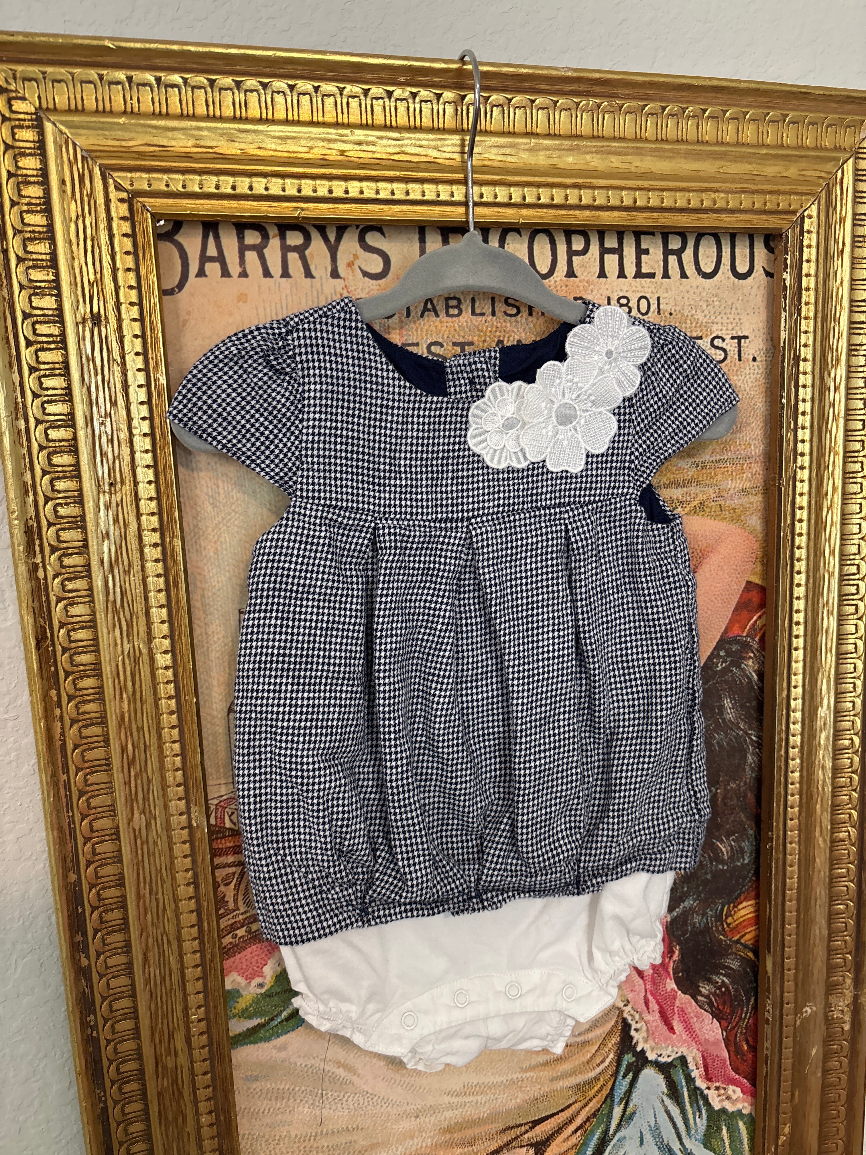 Houndstooth Floral Bubble Dress￼