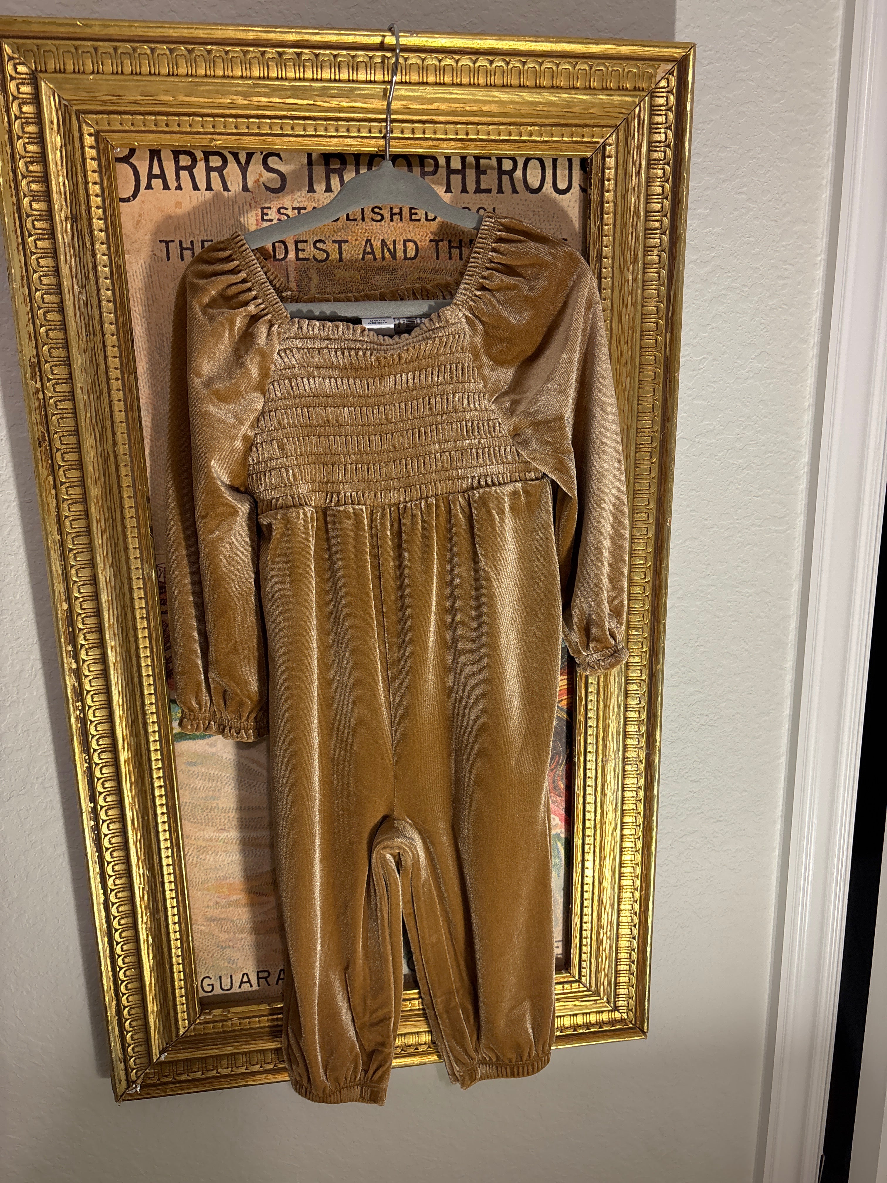 Golden Crushed Velvet Romper
